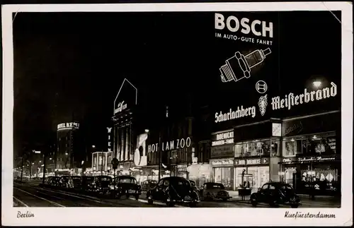 Charlottenburg-Berlin Kurfürstendamm bei Nacht - Leuchtreklame 1953
