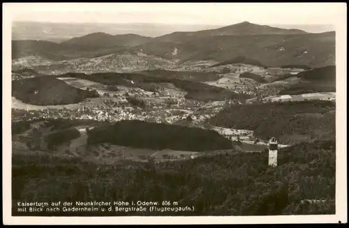 Gadernheim Fernansicht Flugzeug Kaiserturm Neunkircher Höhe Odenwald 1930
