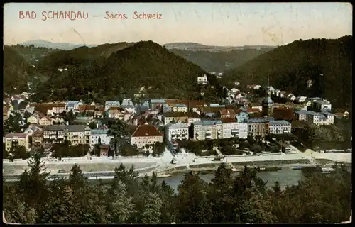 Ansichtskarte Bad Schandau Panorama-Ansicht Ort der Sächsischen Schweiz 1923