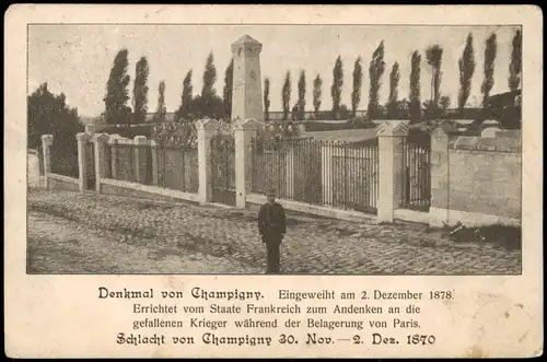 Denkmal von Champigny 1914   Feldpost gelaufen (Stempel LANDSBERG a.W.)