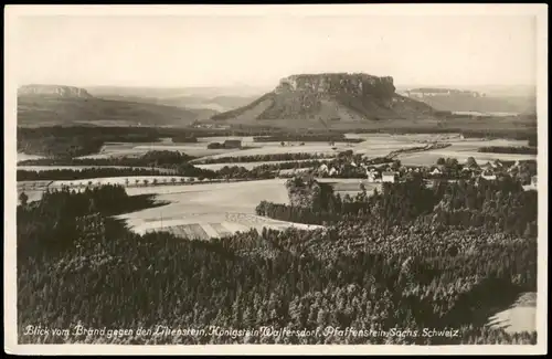 .Sachsen  Brand gegen den Lilienstein, Königstein Waltersdorf Pfaffenstein 1930