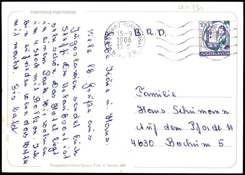 Postcard Portoroz PORTOROŽ-PORTOROSE 4 Ortsansichten Mehrbild-AK 1988