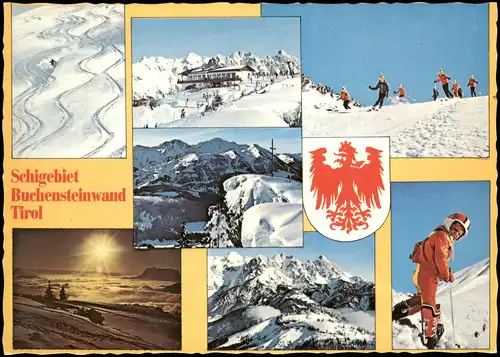 .Tirol Mehrbild-AK Ski-Wintersport Schigebiet Buchensteinwand Tirol 1980