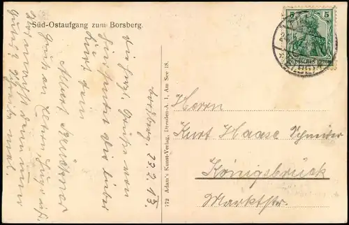 Schönfeld - Weißig Dresden  Borsberg   auf die Sächsische Schweiz. 1913