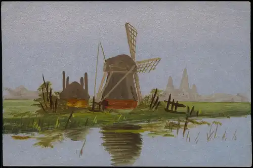 Ansichtskarte  Windmühlen Windmill - Künstlerkarte Metallik-Effekt 1931