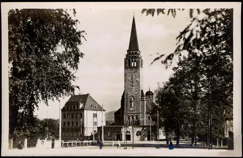 Saarbrücken Christ-König-Kirche, Straßenpartie - Fotokarte 1938