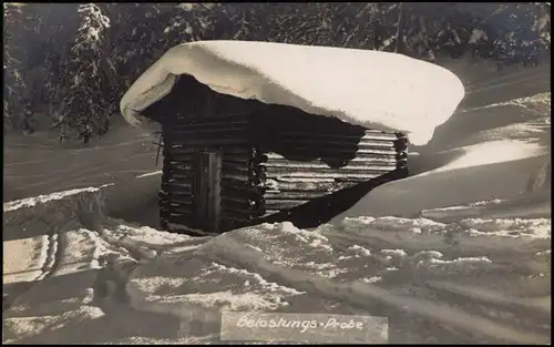 Ansichtskarte Davos Hütte mit Schnee - Belsatungsprobe 1930