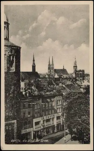 Görlitz Zgorzelec Blick vom Turm auf Geschäfte und Straße 1952