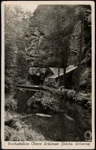 Hinterhermsdorf-Sebnitz Bootstation Obere Schleuse - Fotokarte 1953
