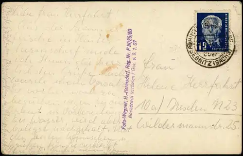 Hinterhermsdorf-Sebnitz Bootstation Obere Schleuse - Fotokarte 1953