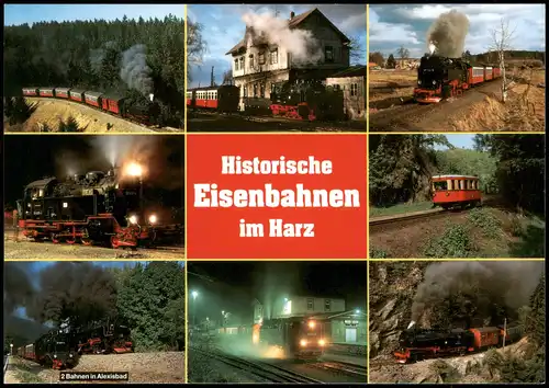 Harzquerbahn Harzbahn Mehrbild-AK Historische Eisenbahnen Harz 2000