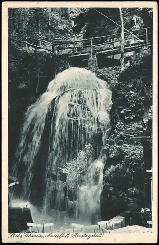 Ansichtskarte Rathen Amselfall  Elbsandsteingebirge 1937   Stempel BAD SCHANDAU
