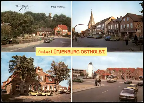 Ansichtskarte Lütjenburg Lüttenborg Straßen, Platz und Fabrik 1983