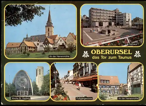 Oberursel (Taunus) An der Herrenmühle, Rathaus, Fußgängerzone 1987