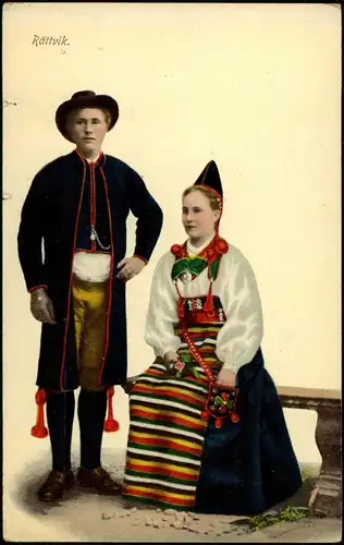 .Dänemark - Dänemark Danmark Typen Mann Frau in Tracht Rättvik 1913