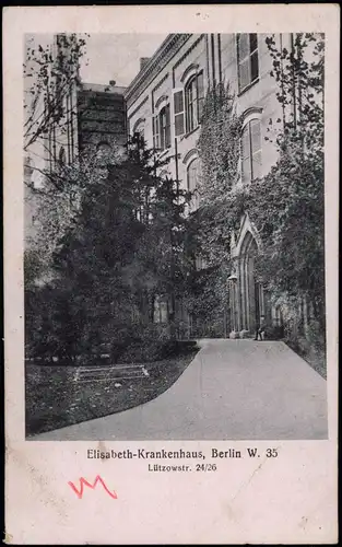 Ansichtskarte Berlin Elisabeth-Krankenhaus Lützowstr. 24/26 1918