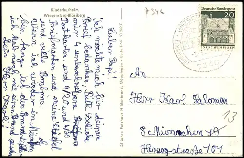 Ansichtskarte Wiesensteig Kinderkurheim Wiesensteig-Bläsiberg 1969