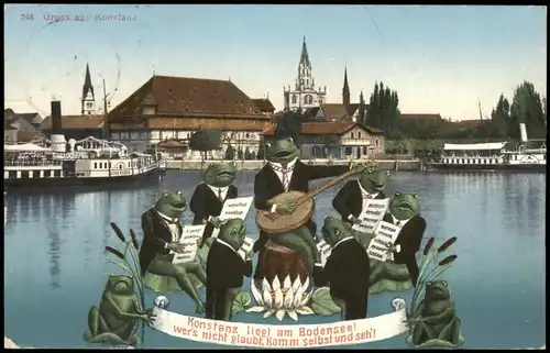 Ansichtskarte Konstanz Hafen, Dampfer - Frosch Orchester 1912