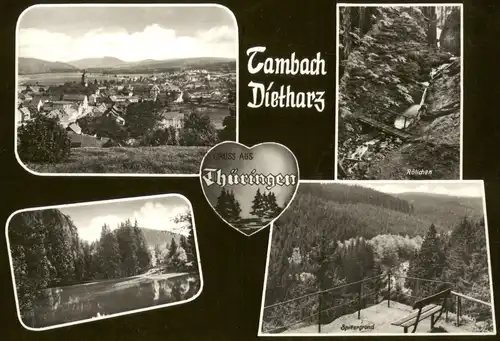Tambach-Dietharz DDR Mehrbildkarte mit 4 Ortsansichten Thüringen 1966