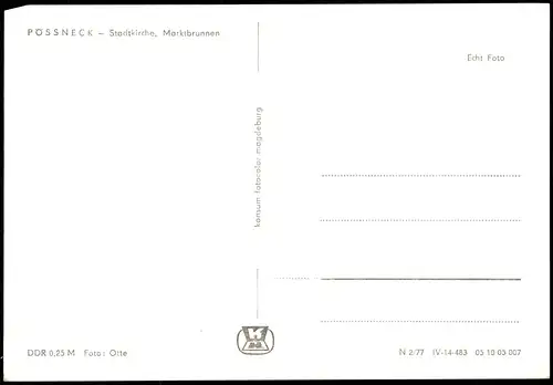 Ansichtskarte Pößneck DDR AK mit Stadtkirche, Marktbrunnen 1977