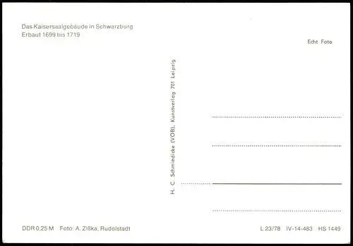 Ansichtskarte Schwarzburg Das Kaisersaalgebäude zur DDR-Zeit 1978