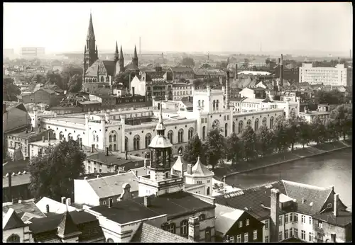 Ansichtskarte Schwerin Panorama-Ansicht Stadt-Panorama zur DDR-Zeit 1985