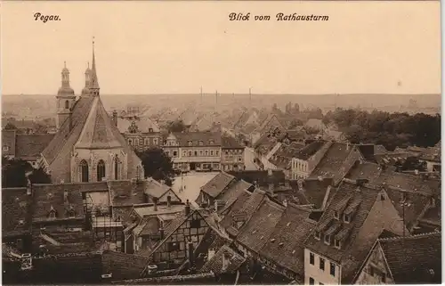 Ansichtskarte Pegau Blick vom Rathausturm auf die Stadt 1911