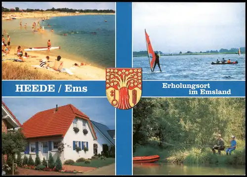 Ansichtskarte Heede (Emsland) Strand, Surfer, Angler, Ferienheim 1998