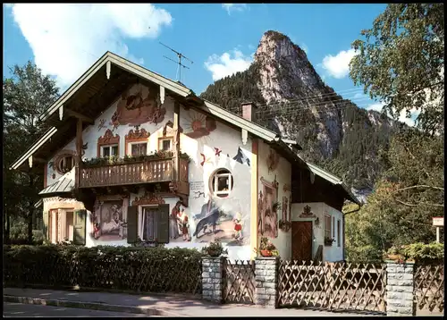 Ansichtskarte Oberammergau Obb. Lüftlmalerei am Rotkäppchenhaus 1989