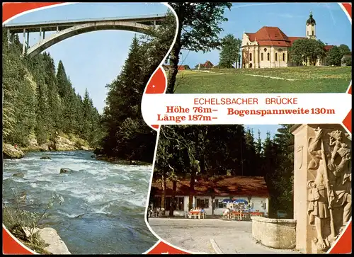 Ansichtskarte Rottenbuch ECHELSBACHER BRÜCKE - 3 Bild Restaurant 1996