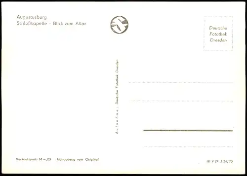 Augustusburg Erzgebirge Schloßkapelle Blick zum Altar Schloss Augustusburg 1970