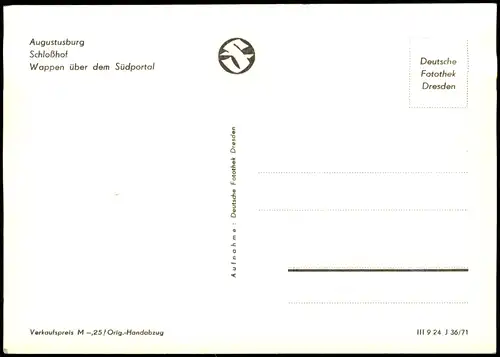 Augustusburg Erzgebirge Schloss Augustusburg Wappen über dem Südportal 1971