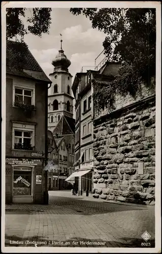 Ansichtskarte Lindau (Bodensee) Straßenpartie Heidenmauer Geschäft 1937