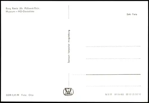 Ansichtskarte Ranis Burg Ranis zur DDR-Zeit, Orts-Teilansicht 1977