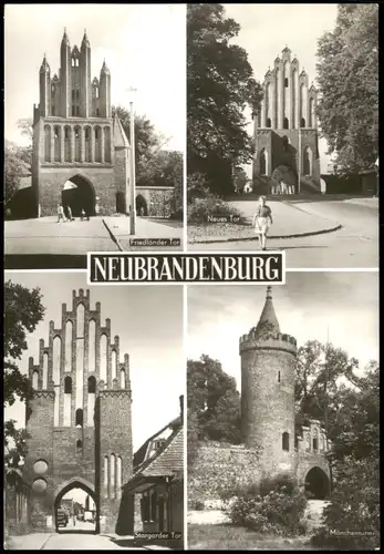 Neubrandenburg DDR Mehrbild-AK mit 4 Orts-/ Stadtteilansichten 1982