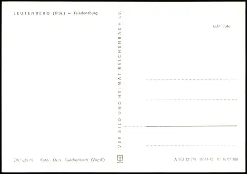 Ansichtskarte Leutenberg Friedensburg zur DDR-Zeit 1974