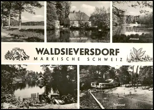 Waldsieversdorf DDR Mehrbild-AK mit Mühle, Mühlteich, Badeanstalt uvm. 1967