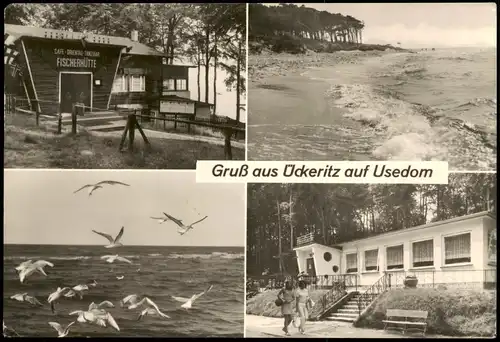 Ückeritz Usedom DDR Mehrbildkarte  Fischerhütte Strandklause Strand Ostsee 1975