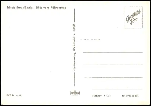 Ansichtskarte Burgkhammer-Burgk (Saale) Fernblick auf Schloss Burgk 1974