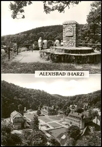 Ansichtskarte Alexisbad-Harzgerode DDR 2-Bild-Karte mit Friedensdenkmal 1979
