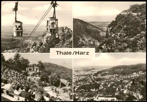 Thale (Harz) DDR Mehrbildkarte mit 4 Foto-Ansichten u.a. Gondelbahn 1975