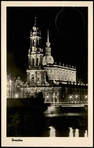 Innere Altstadt-Dresden Hofkirche bei Nacht vor der Zerstörung 1956
