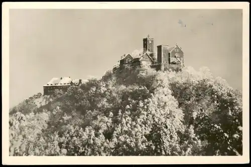 Ansichtskarte Eisenach Wartburg im Rauhreif 1955