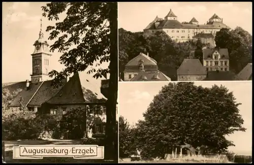 Augustusburg Erzgebirge DDR Mehrbildkarte mit 3 Stadtteilansichten 1964