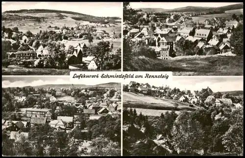 Schmiedefeld (Rennsteig) DDR Mehrbild-AK mit 4 Ortsansichten, Rennsteig 1963