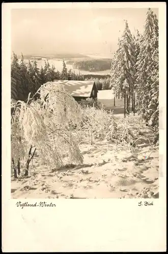 Ansichtskarte Erlbach (Vogtland) Blick vom hohen Stein im Winter 1942