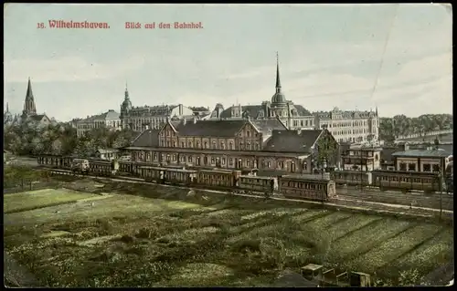 Ansichtskarte Wilhelmshaven Bahnhof, Gleisseite - Künstlerkarte 1913