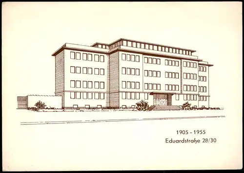 Ansichtskarte Hamburg Schulgebäude Eduardstraße 28/30 end. Gestaltung 1955