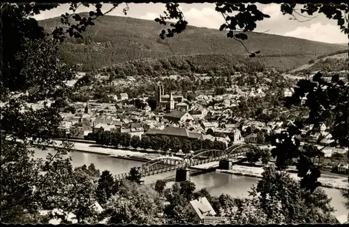 Ansichtskarte Eberbach Stadt, Neckarbrücke 1956