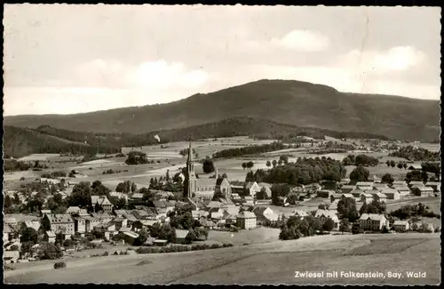 Ansichtskarte Zwiesel Blick über die Stadt, Fotokarte 1961